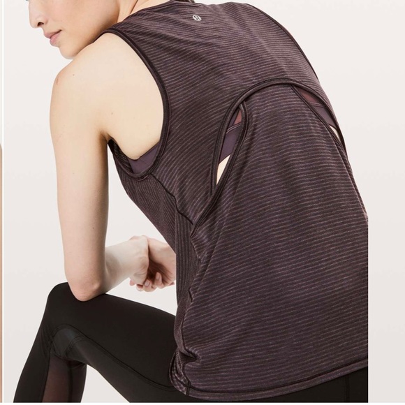Lululemon Circuit Crusher Tank Evolution Stripe Deep Phantom Heather BlackCherry - Picture 5 of 5